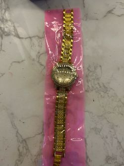 Gold Crystal Accent Women's Bracelet Watch - Fashion Accessory