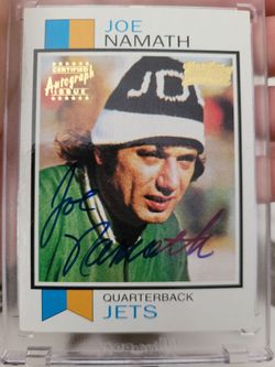 Joe namath on card topps autograph card