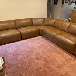 TOP GRAIN LEATHER CORNER SECTIONAL with OTTOMAN