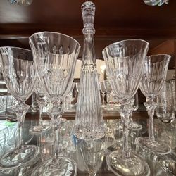 Juego De Copas De Cristal Y Bitella