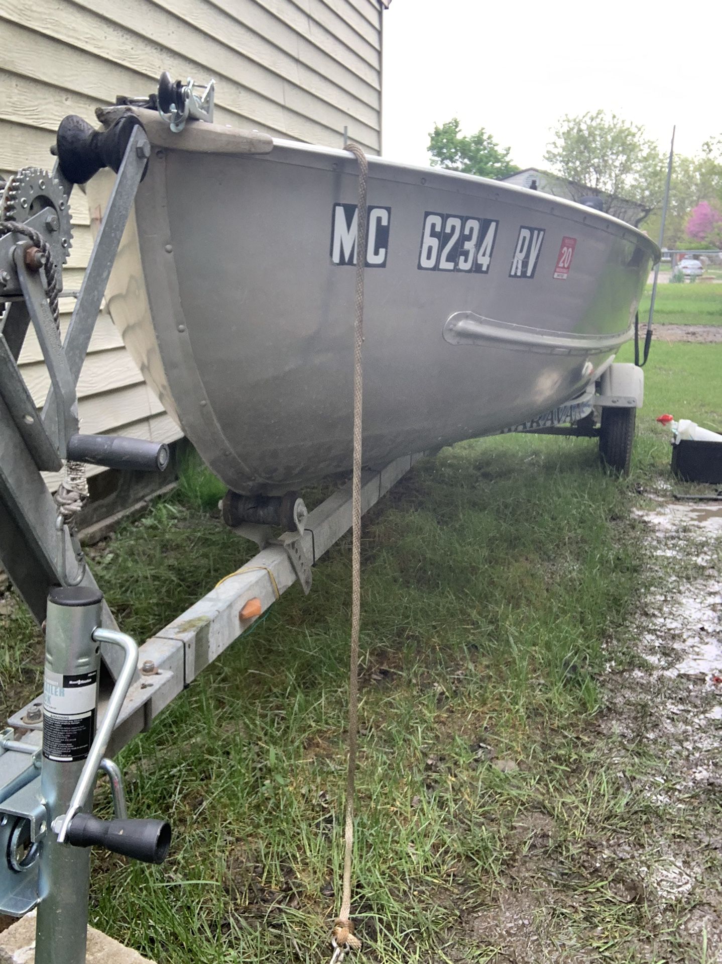 14 ft aluminum fishing boat and trailer