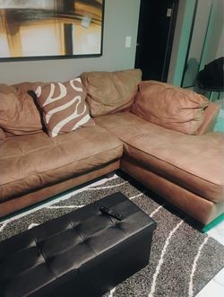 Brown Leather Sectional Sofa with Chaise