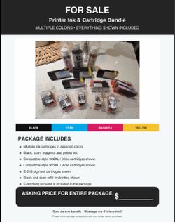 Printer Ink Cartridge Bundle – Multiple Colors