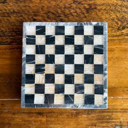 Vtg Black + White Marble Chess Board ♟️