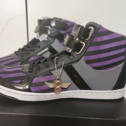Creative Recreation leather black & purple high top sneakers,size Vario .9.5/6.5/9/8.5/7/8/6/10/