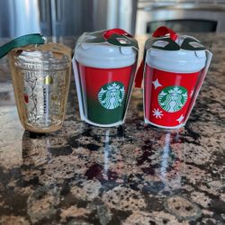 Starbucks CHRISTMAS Ceramic And Glass Ornaments Mini Cups