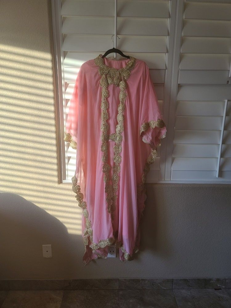 Pink And Gold Abaya Dress