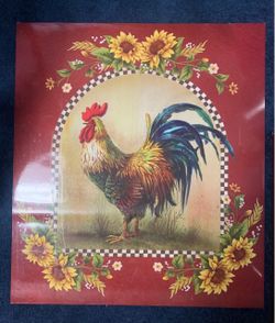 Rooster and Sunflower Decorative magnetic cover for dishwasher