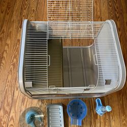 Hamster Cage, Clean, With Accessories 