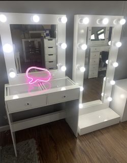 Vanity Set White Desk Light Mirror Dresser Makeup Table🎄Christmas Special 🎅