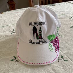 FREE With Other Purchase! Ladies Embroidered Wine Bling Baseball Cap Hat