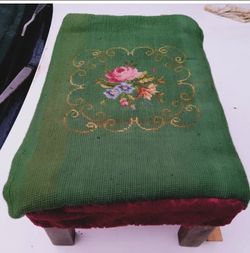 Classic Needlepoint sturdy wood footstool