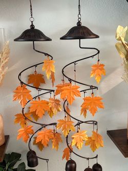 Fall Maple Leaf Metal Wind Chimes – Set of 2