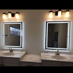 2 Pieces 28 X 36 Led Bathroom Mirror With Defogger. Switchable 3 Color Led 