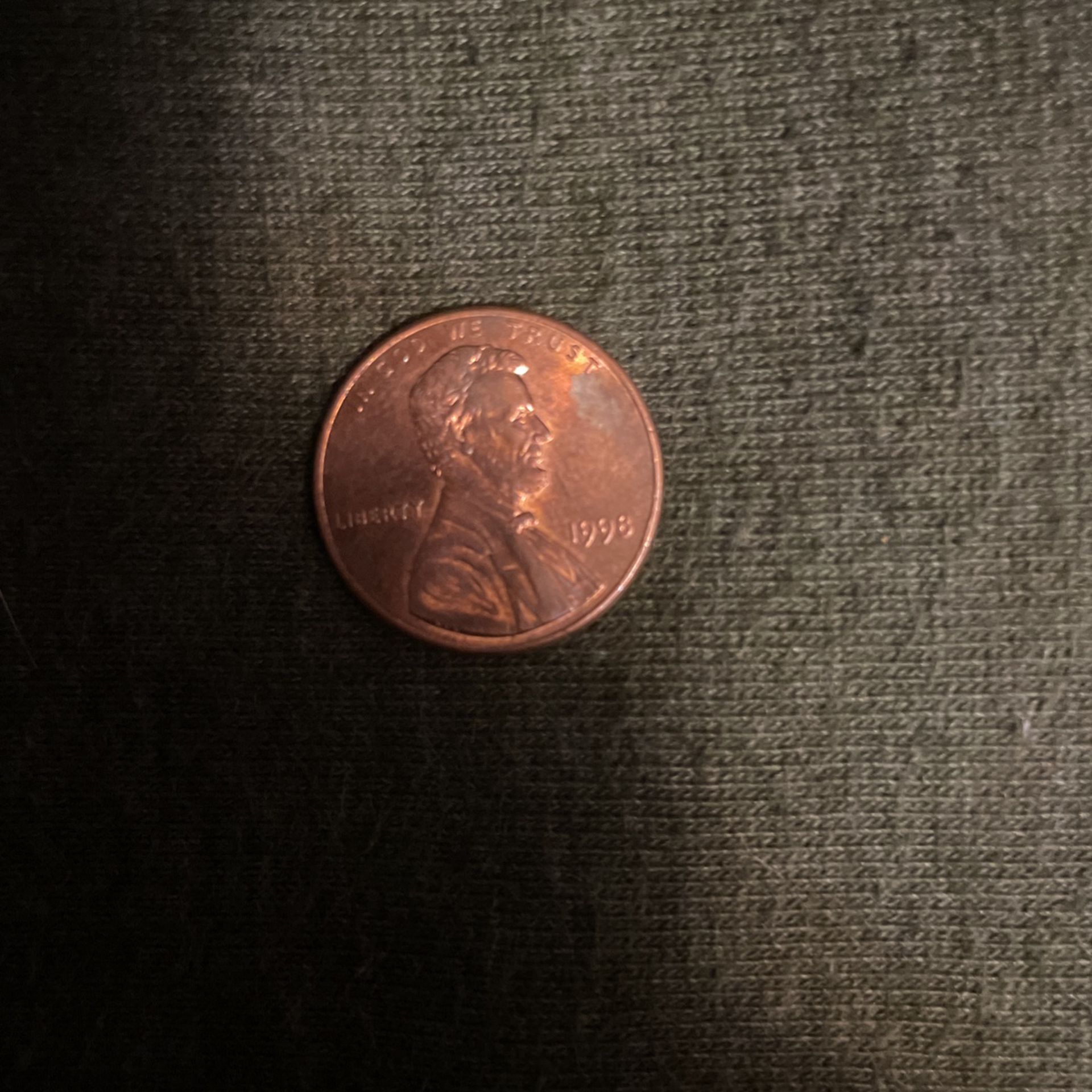 1998 Penny Without A Mint Mark Or Letter 