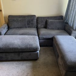 Corduroy Couch- Cool Gray