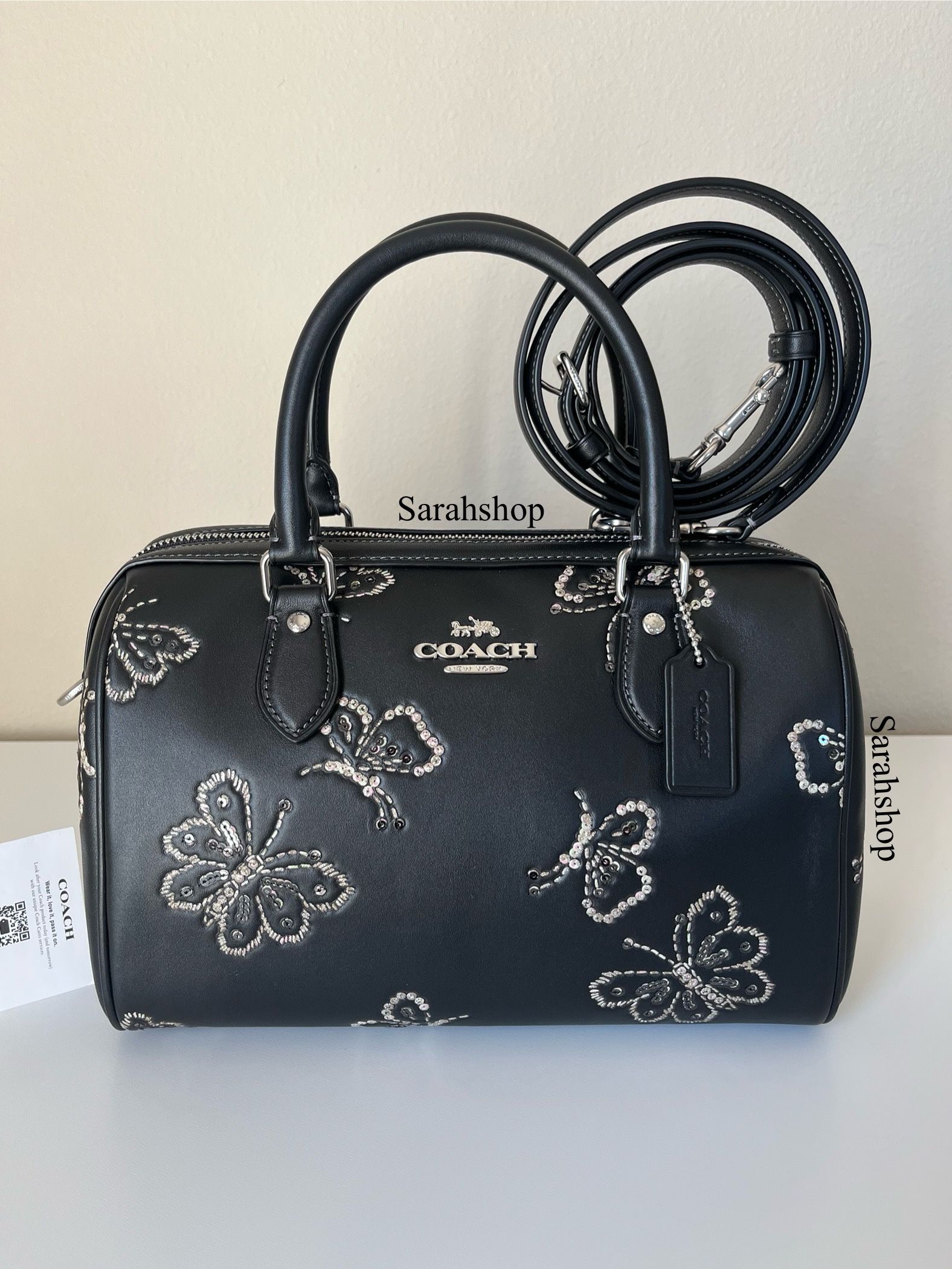Coach Rowan Satchel Bag With Butterfly Print