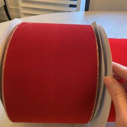 6” WIDE velvet wired edge indoor outdoor red Christmas ribbon