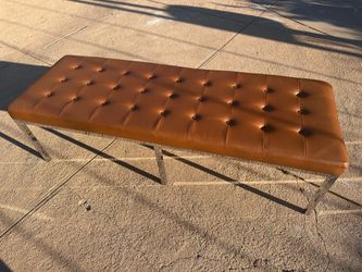 60” Bonded Leather Bench - Caramel