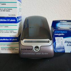 DYMO LabelWriter 400 Turbo Bundle – Printer, Power/USB Cables & Multiple Label Rolls