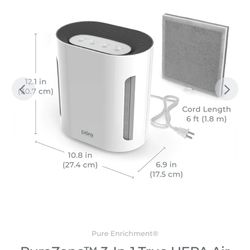 Keep Air Clean, Air Filter 3-In-1 True HEPA Air Purifier For Bedroom Or Living Room Space 