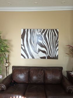 Large Zebra Canvas.  (4'x5').