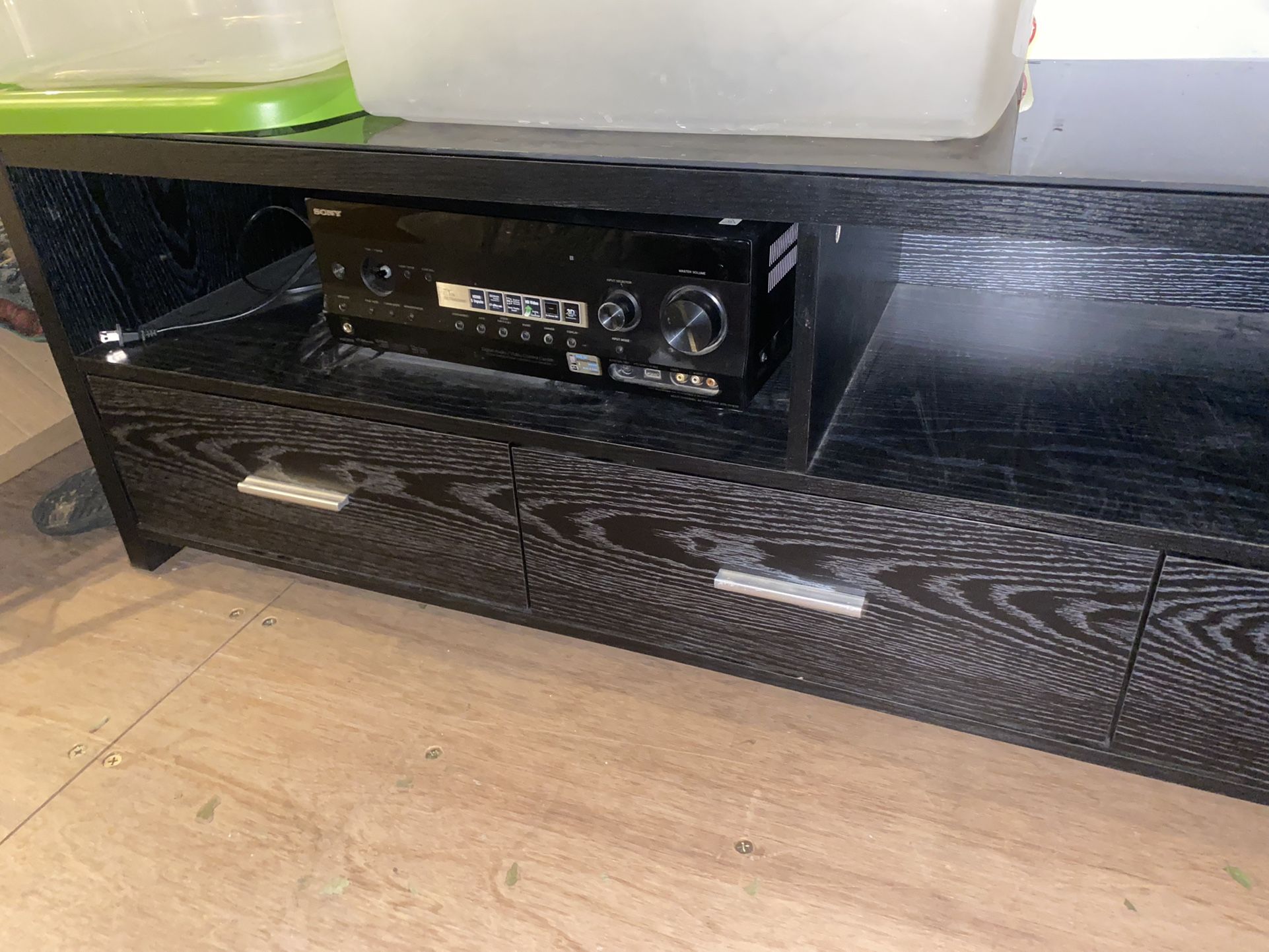 Slate Grey And Black Entertainment Center