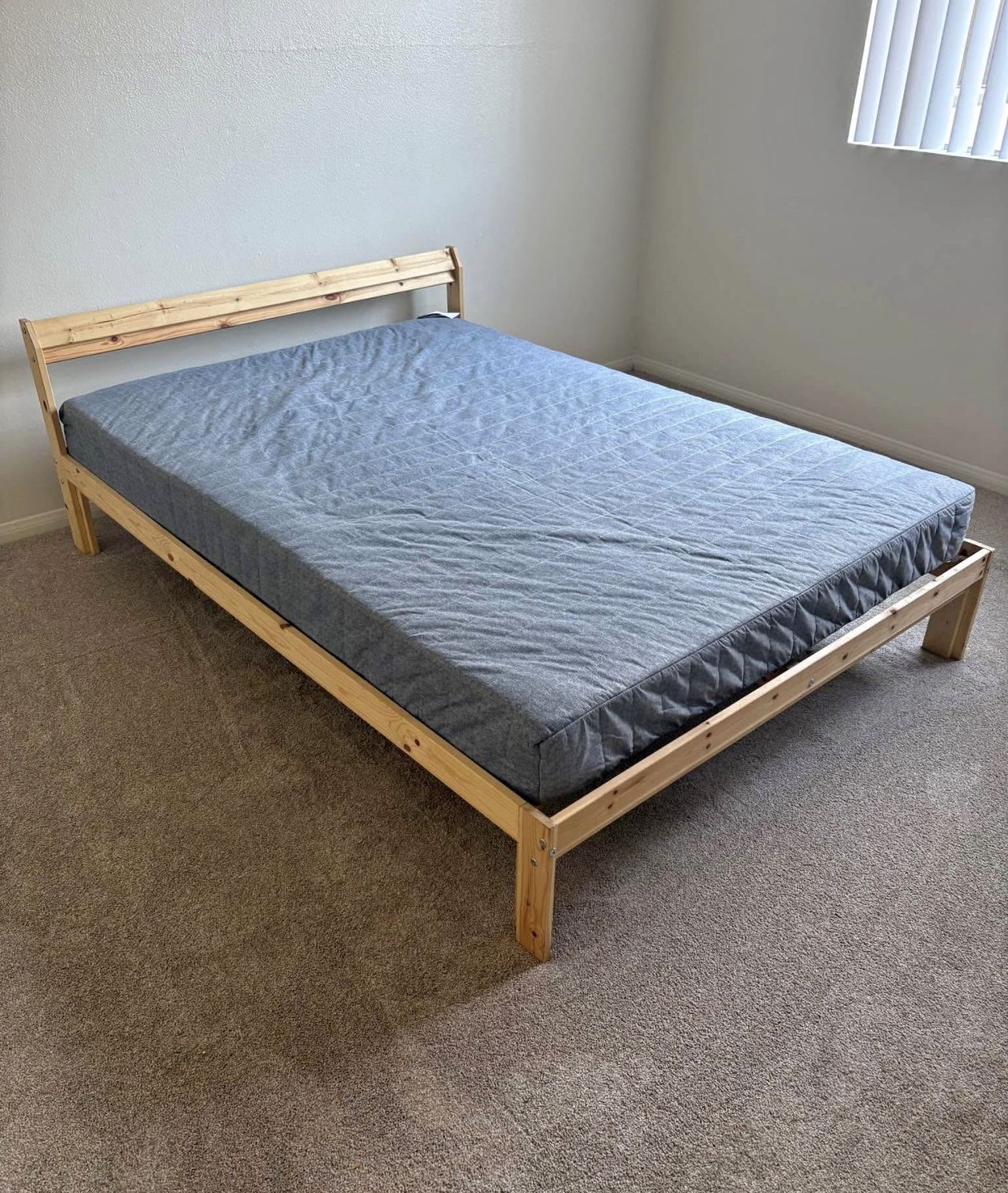 IKEA Wooden Bed Frame with Mattress