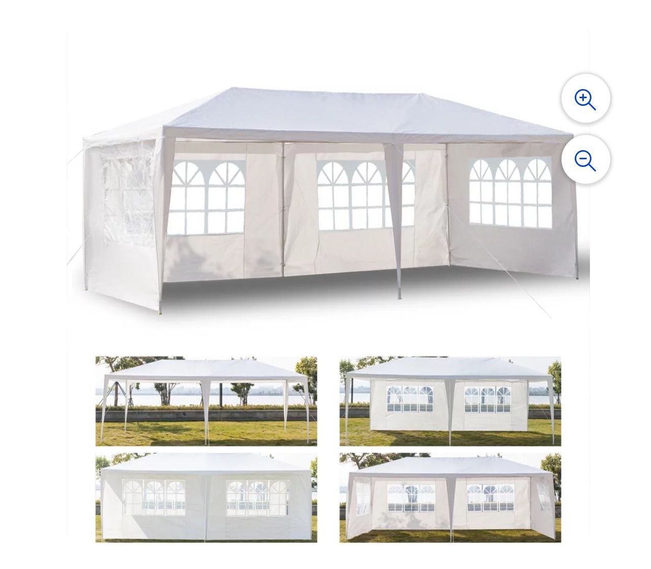  10\' x 20\' Gazebo Canopy Party Tent with 6 Removab-White 