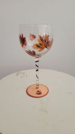 Fall Leaves Painted Wine Glass