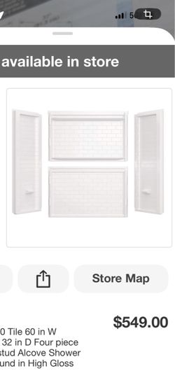 Delta Classic 500 Tile 60 in W 73.13 in H 32 in D Four piece Direct-to-stud Alcove Shower Wall Surround in High Gloss White