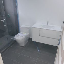 Vanity, Sink and Medicane cabinet Mirror set up OBO