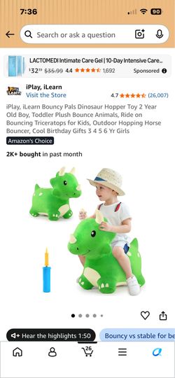 Cute and fun Dino soar hopper toy