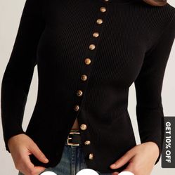 Black Cardigan With Gold Buttons
