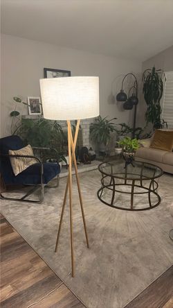 Tripod Floor Lamp with Linen Shade