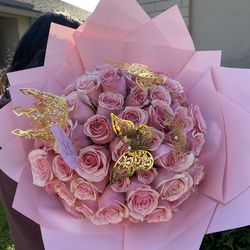 100 pink rose bouquet