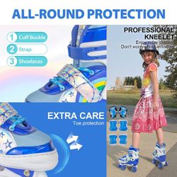 ToawHHG Kids Roller Skates, Roller Skates for Girls and Boys, 4 Size Adjustable Toddler Roller Skates, Outdoor Indoor Patines para Niñas with Light Up