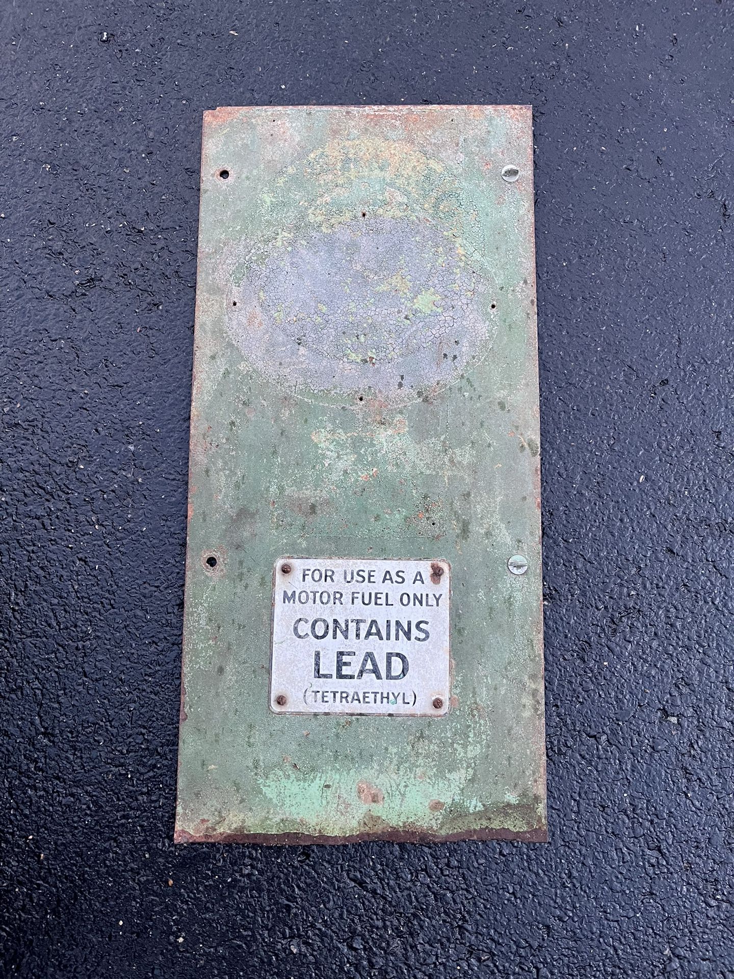 Vintage Gas Pump Porcelain Sign On Metal Part  Mantique- Display Or Use