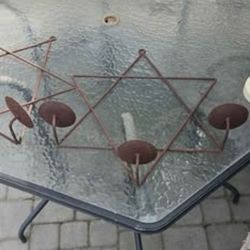Vintage Pair of Rustic Wrought Iron Star Candle Holder/Wall Decor