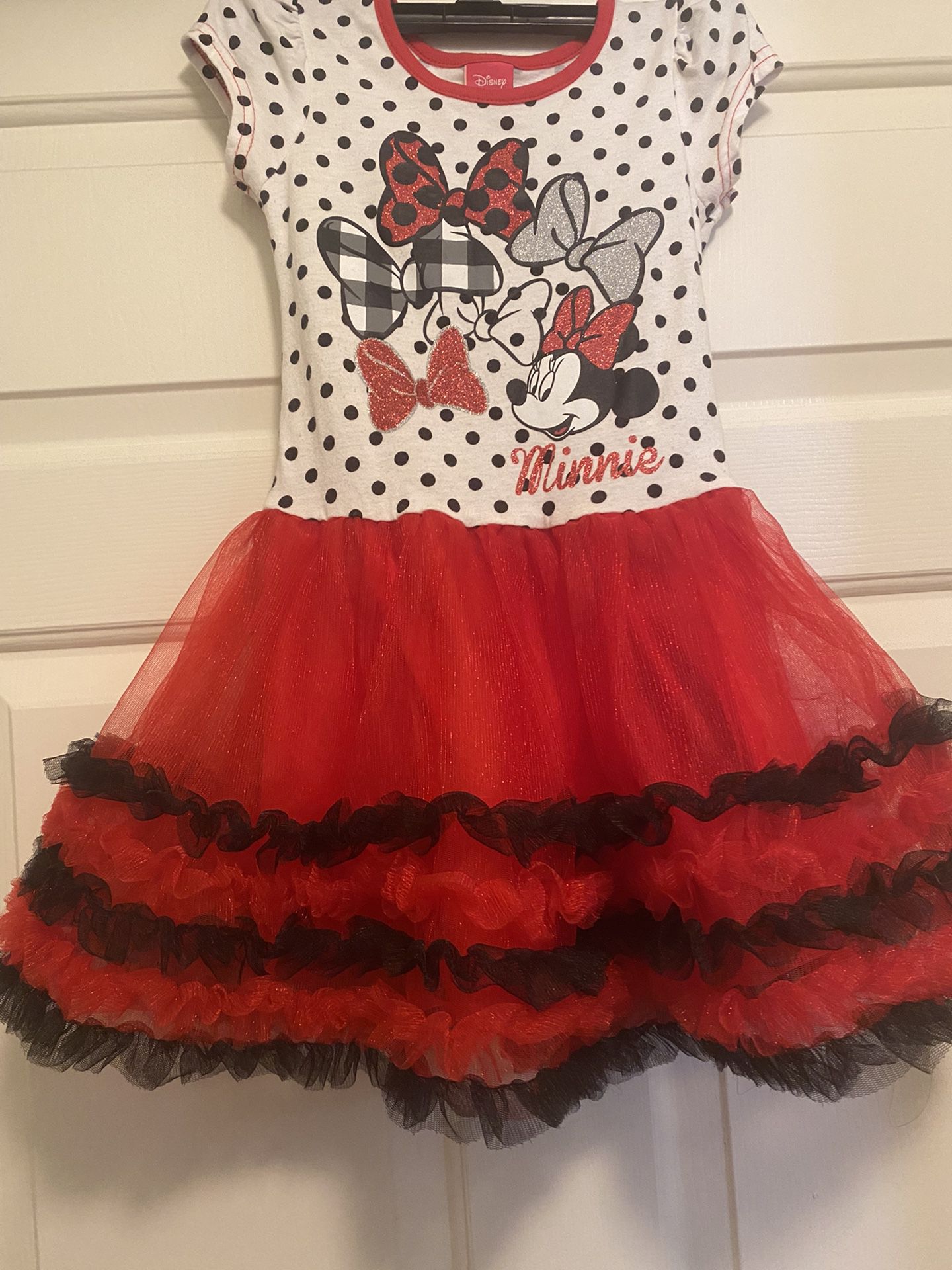 Disney Minnie Mouse Girls’ Red & Black Tutu Skirt Dress Size 5