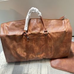 3pcs Faux Leather Travel Duffel Bag for Men