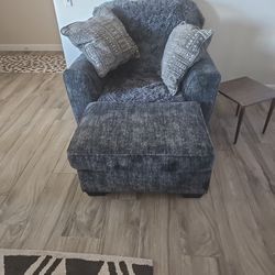 Soft Grey Chair W/ Ottoman 