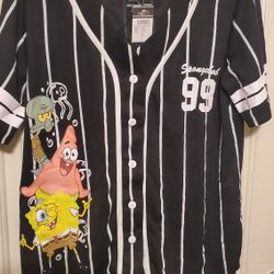 Black Pinstripe SpongeBob Graphic Baseball Jersey

(New) Size LARGE 