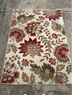 Mohawk Home Bloomfield “Creme Brule” 5’ x 7’ Cream Floral Area Rug – Vintage Botanical Design