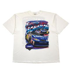 VINTAGE JIMMIE JOHNSON SHIRT 3XL XXXL WHITE NASCAR AOP ALL OVER PRINT LOWES Y2K