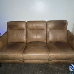 Brown Leather Reclining Couch 