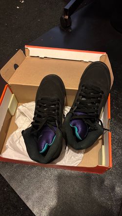 Air Jordan 5 Black Purple Teal Sneakers