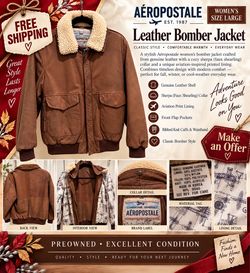 Aéropostale Women's Leather Bomber Jacket – Size Large