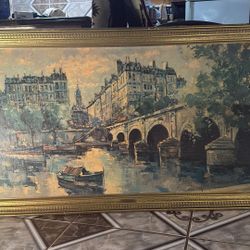 Oil painting "April in Paris" by J. Warner 53x28