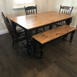  Farmhouse Dining Table And Bench